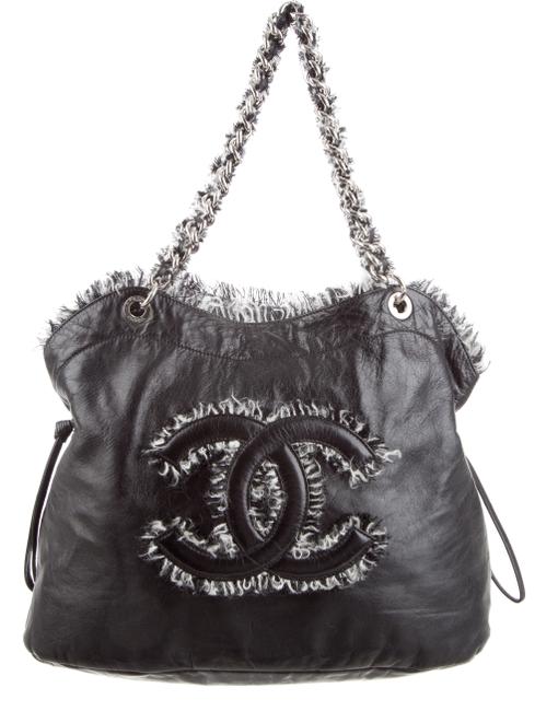Chanel Bon Bon Black Leather and Tweed Tote