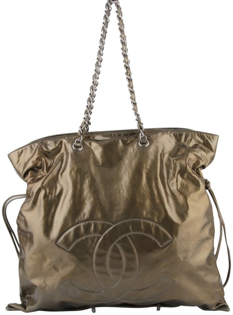 Chanel Shopping Bon Bon Patent Navy * Green Tote