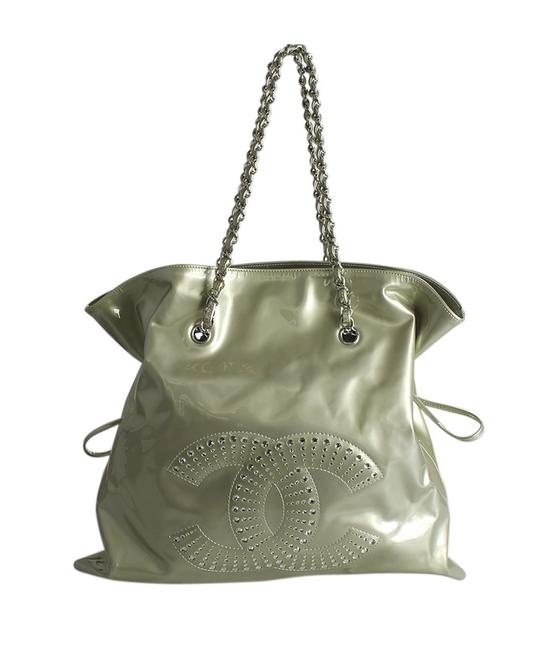 Chanel Bon Bon Strass 186469 Beige Patent Leather Tote