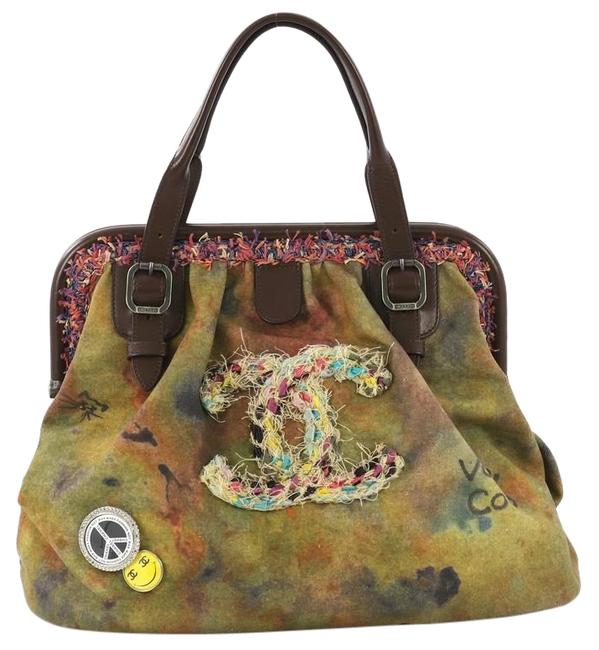 Chanel Bowling Bag Graffiti On The Pavements Khaki Canvas Tote