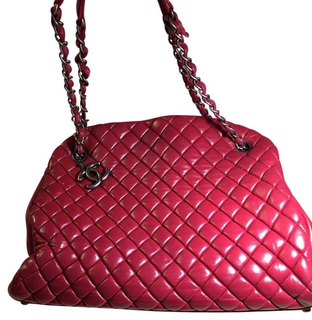 Chanel Bowling Bag Red Leather Tote
