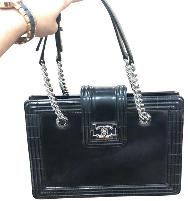 Chanel Boy Black Calfskin Leather Tote