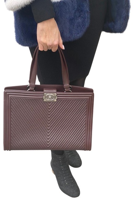 Chanel Boy Chevron Leather Tote