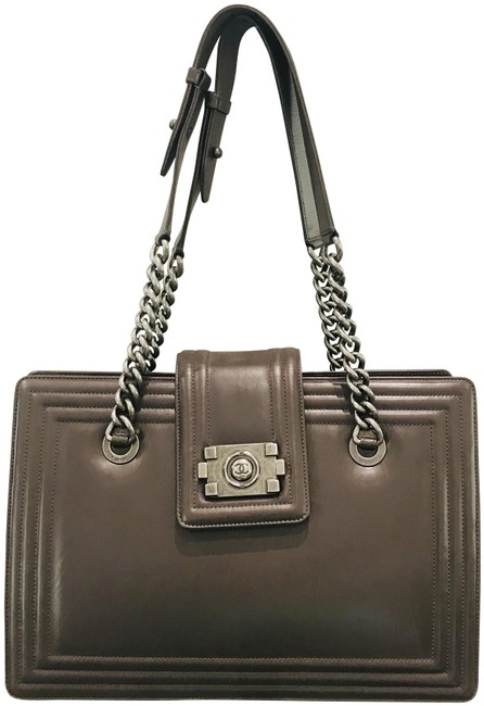 Chanel Boy Jetsetter Grey Leather Tote