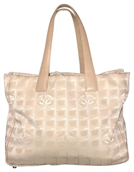 Chanel Boy Nylon Mm Beige Travel Weekeneder Tote