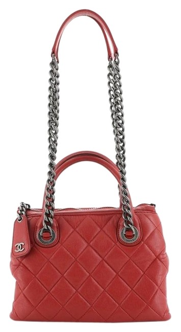 Chanel Boy Quilted Calfskin Small Red Leather Tote