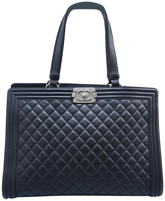 Chanel Boy Quilted Large Shopper Black Calfskin Tote