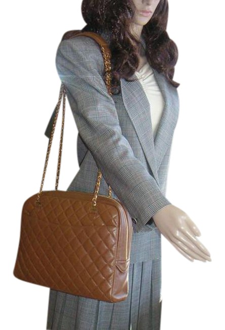 Chanel Shoulder Bag Brown Matelasse Leather Tote