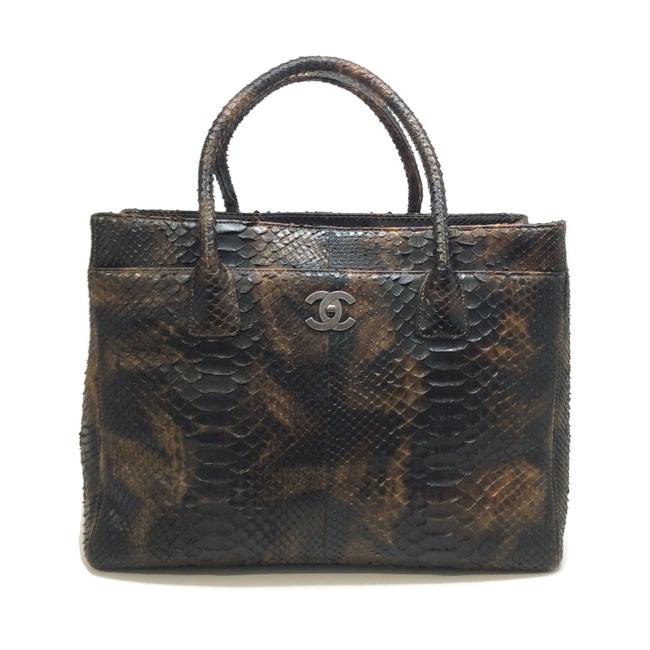 Chanel Brown Python Skin Leather Tote