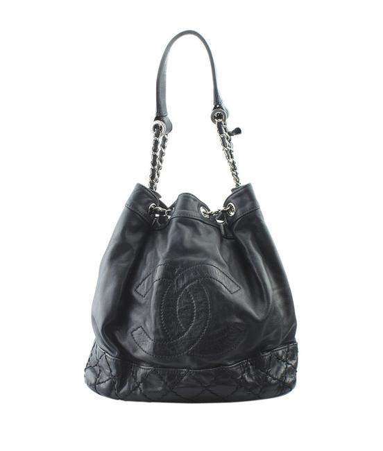 Chanel Bucket Bag 158407 Black Leather Tote