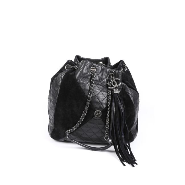 Chanel Bucket Bag Quilted Goatskin Suede Leather Tote