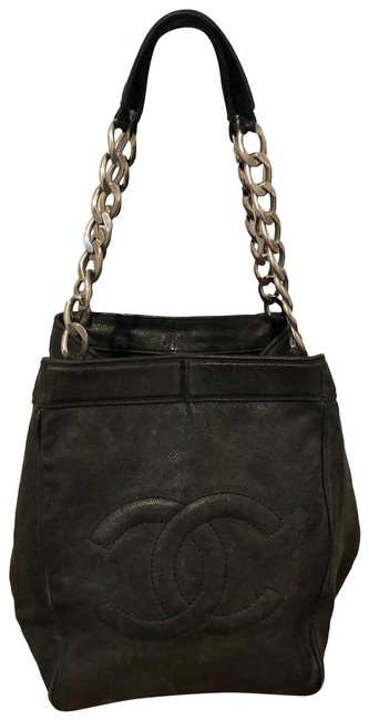 Chanel Bucket Motorcycle Distressed Leather Tote