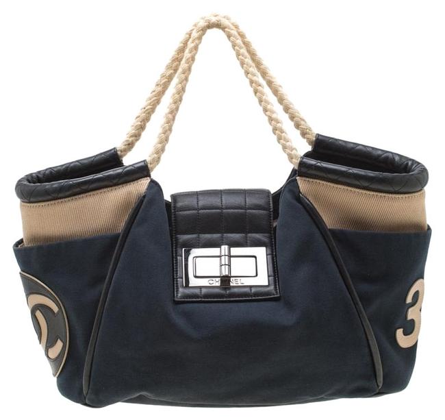Chanel Cabas Italy Blue Canvas and Leather Tote