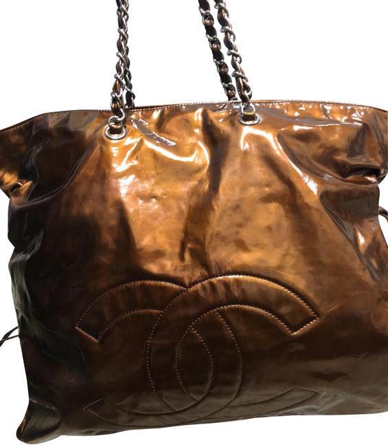 Chanel Cabas Jumbo Bronze Color Patent Leather Tote