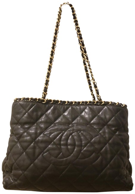 Chanel Calfskin Small Chain Me Black Leather Tote