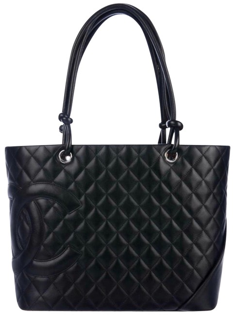 Chanel Cambon Black Lambskin Leather Tote