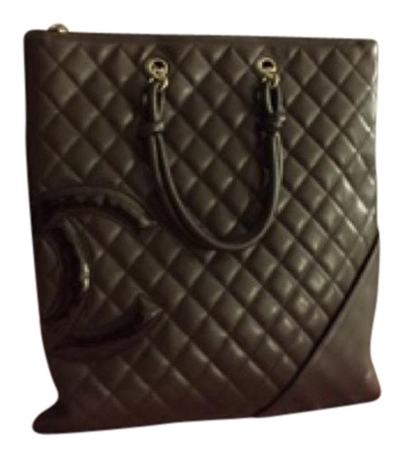 Chanel Bag Cambon Brown Lambskin Leather Tote