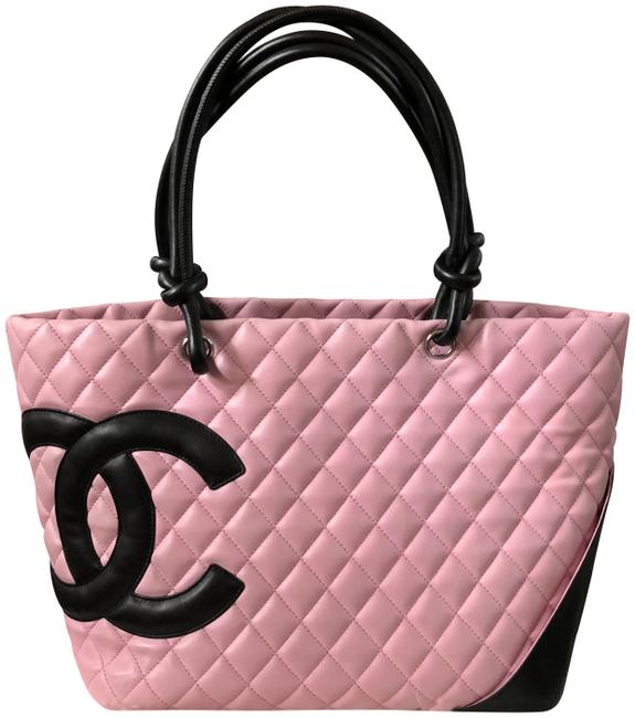 Chanel Bag Cambon Calfskin Large Pink Leather Tote