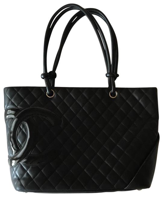 Chanel Cambon Cc Black Hot Pink Tote