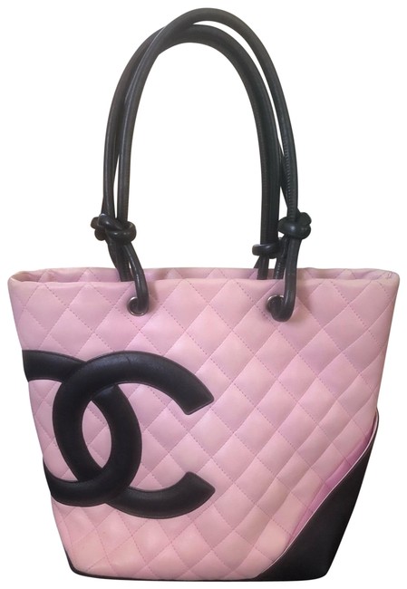 Chanel Cambon Handbag Pink Lambskin Leather Tote