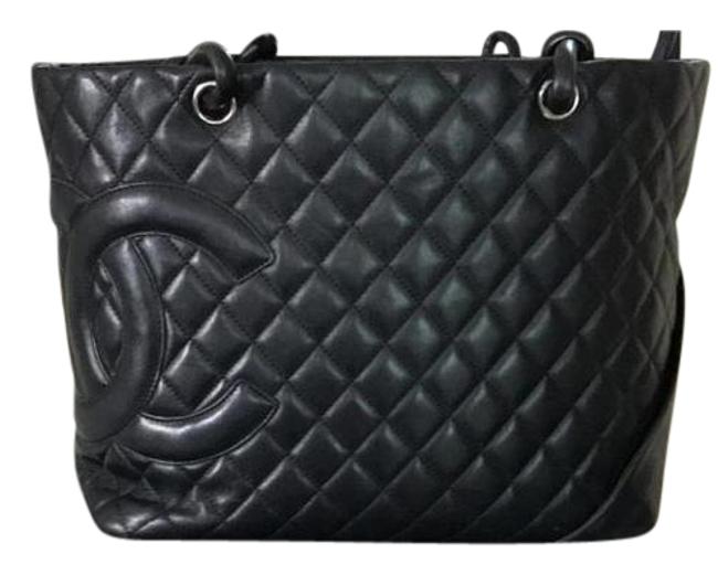 Chanel Cambon Large Black Lamb Skin Tote