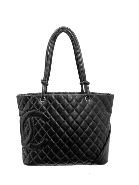Chanel Cambon Large Black Lambskin Leather Tote