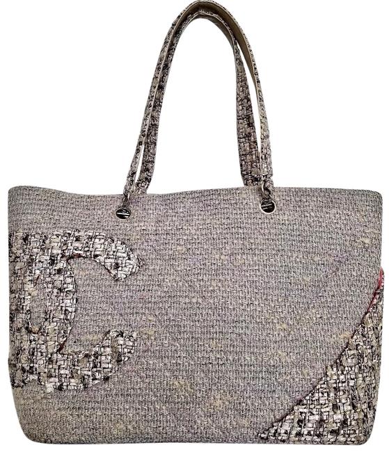 Chanel Cambon Large Limited Edition Light Blue Gray Tweed Tote