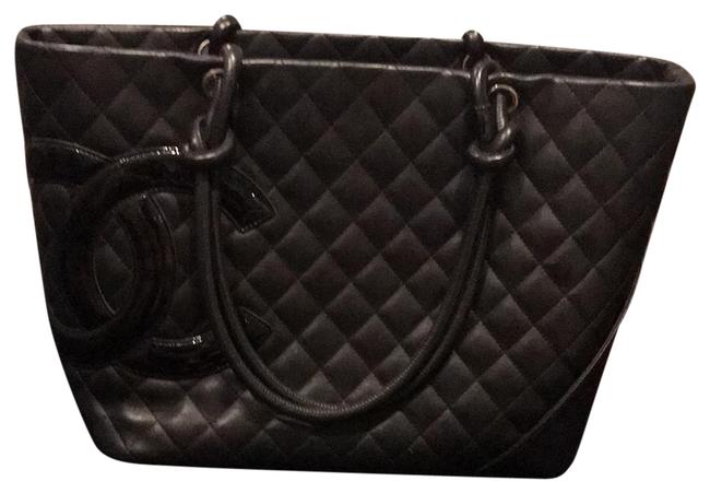 Chanel Cambon Large Quilted Black Leather Tote