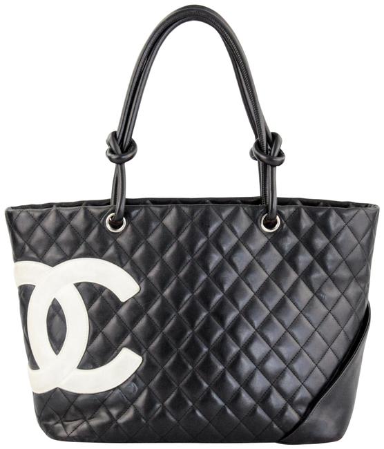 Chanel Cambon Ligne Black Lambskin Leather Tote