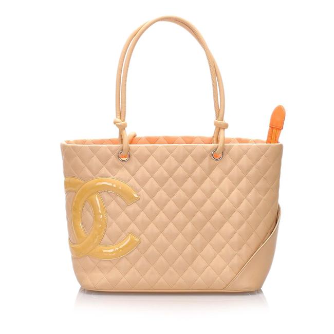 Chanel Cambon Ligne Brown Lambskin Leather Tote
