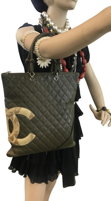 Chanel Bag Cambon Line Medium Grey Leather Tote