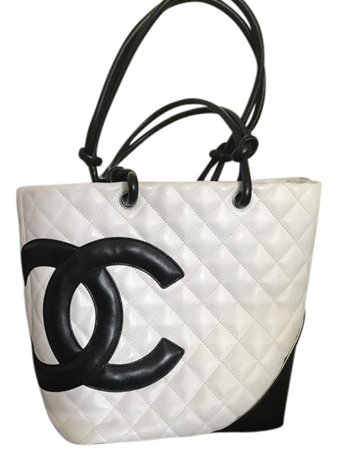 Chanel Cambon Medium Black White Leather Tote