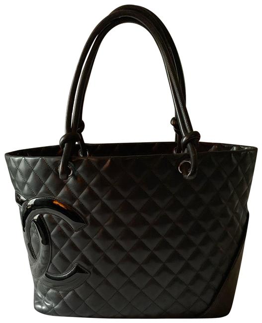 Chanel Cambon Quilted Black Lambskin Leather Tote