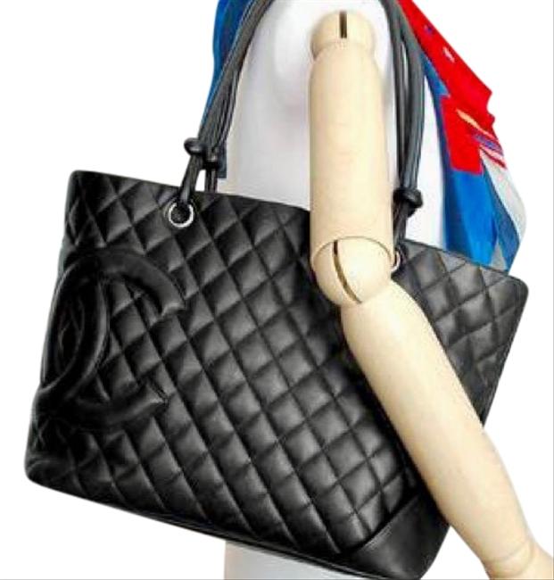 Chanel Cambon Quilted Black Leather Tote