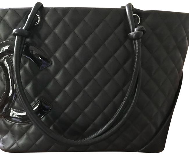 Chanel Cambon Quilted Dark Brown Shopper Leather Tote