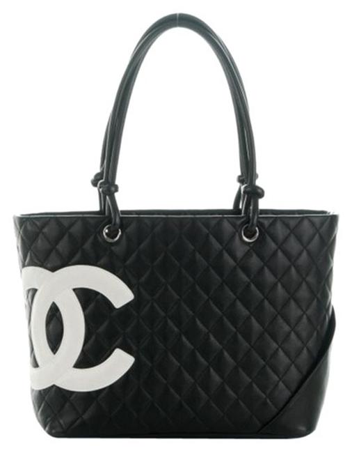 Chanel Cambon Quilted Large Black Leather Tote