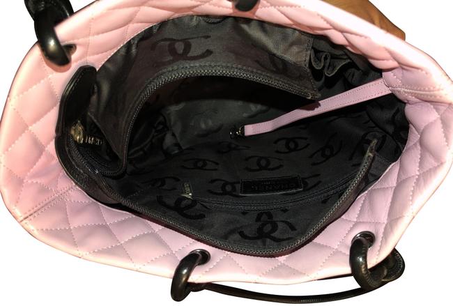 Chanel Cambon Quilted Medium Ligne Pink and Black Calfskin Tote