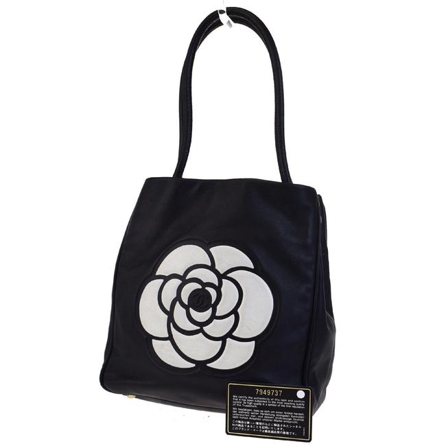 Chanel Camellia Black Leather Tote