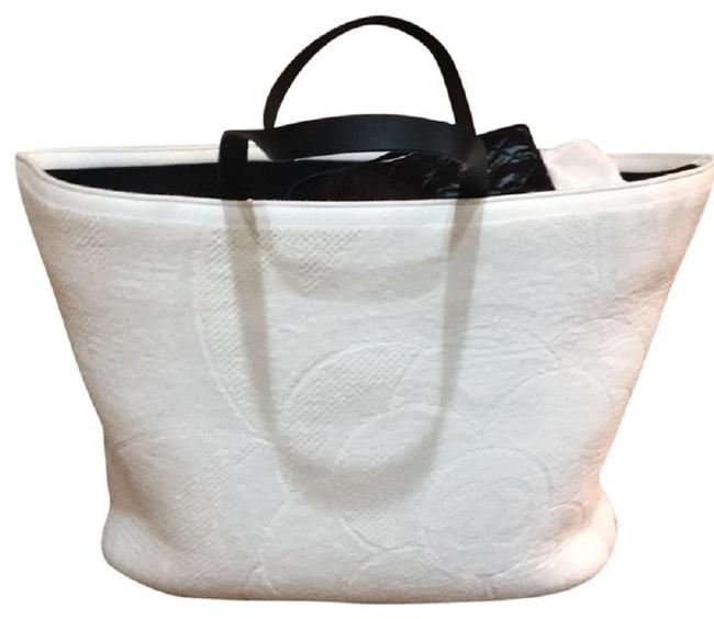 Chanel Camellia Flower Beach White Terry Cloth Tote