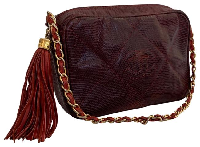 Chanel Camera 80s Vintage Lizard Quilted Shoulder Bag