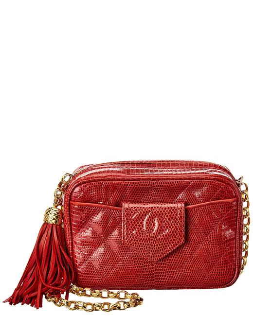 Chanel Camera Bag Pre owned Quilted Lizard Leather Small Cc Tab No Color Tote