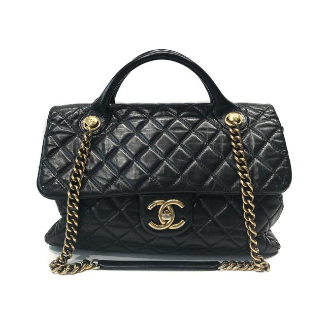 Chanel Castle Rock Distress Black Leather Tote