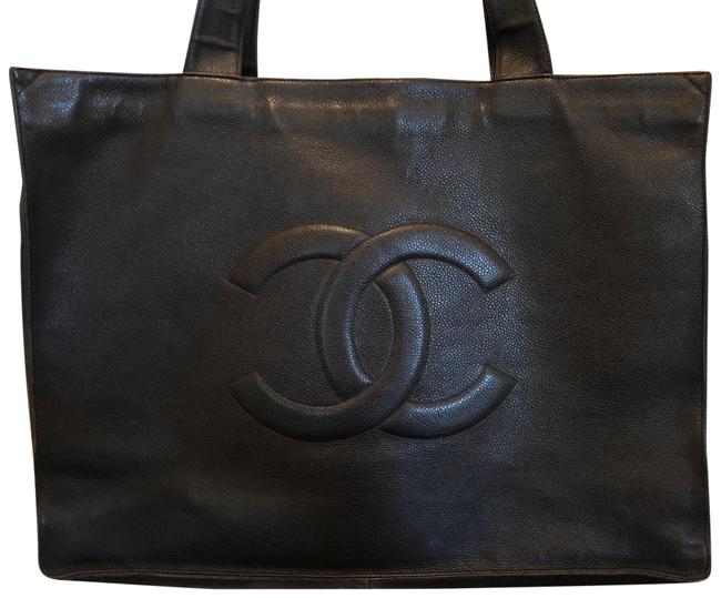 Chanel Shoulder Bag Caviar Black Lambskin Leather Tote