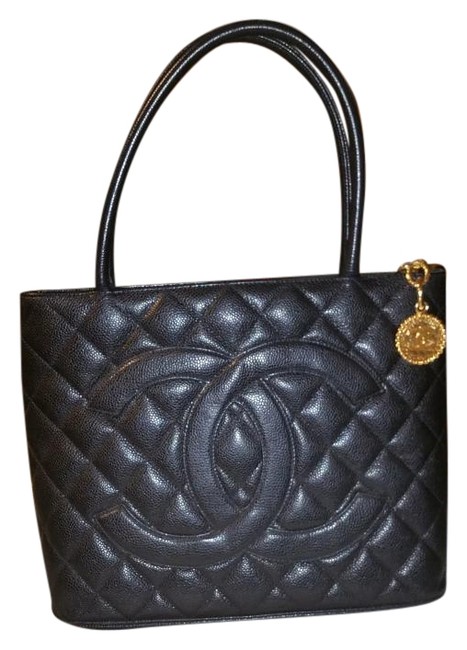 Chanel Caviar Black Medallion Quilted Leather Tote