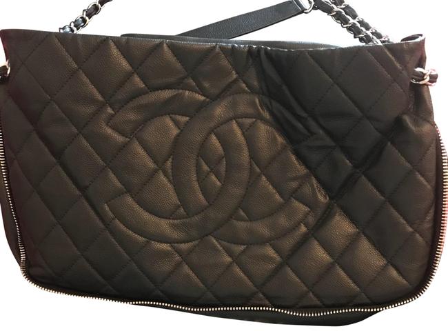 Chanel Caviar Black with Silver Hardware Leather Tote