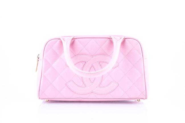 Chanel Caviar Bowler Pink Leather Tote
