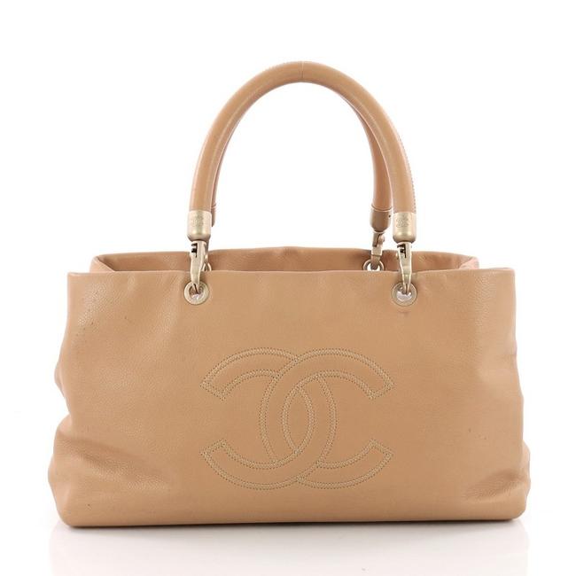 Chanel Caviar Cc Hand Tan Leather Tote