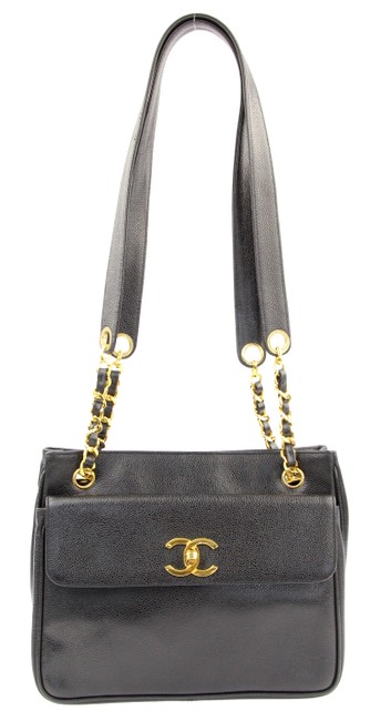 Chanel Caviar Chain Black Leather Tote