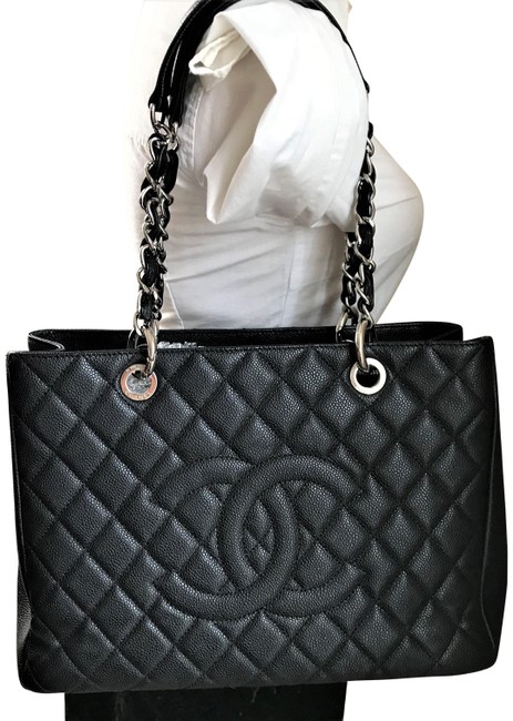 Chanel Caviar Gst Shopper Black Leather Tote