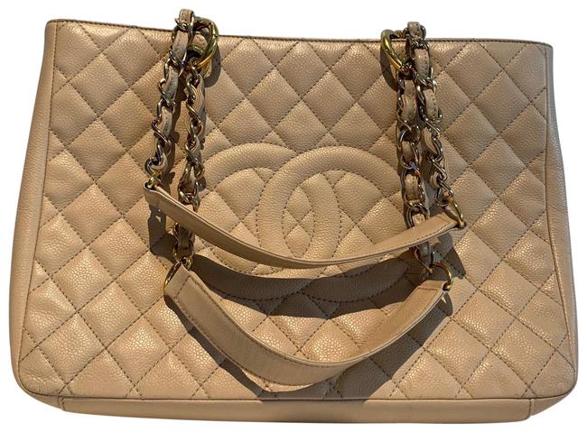 Chanel Caviar Gst Tan Leather Tote